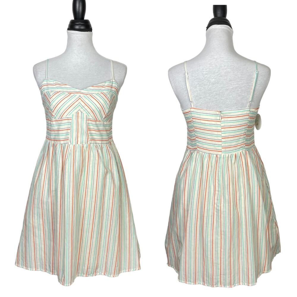 Line and Dot | NWT Nina Multi Color Stripe Cotton Fit & Flare Cami Sundress